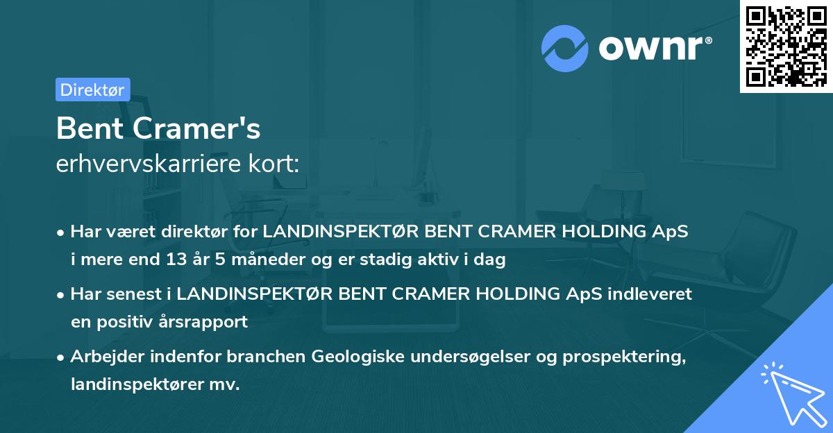 Bent Cramer's erhvervskarriere kort