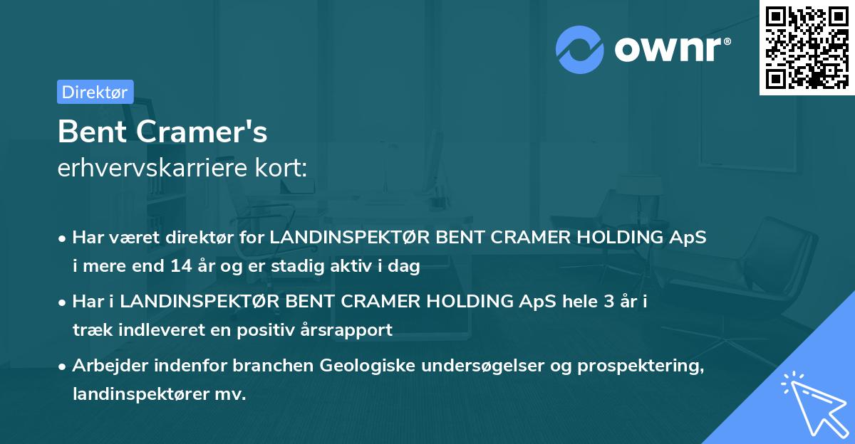Bent Cramer's erhvervskarriere kort