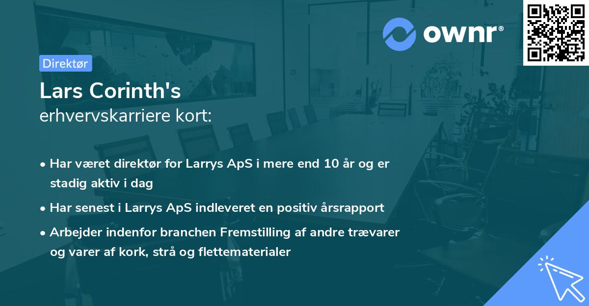 Lars Corinth's erhvervskarriere kort