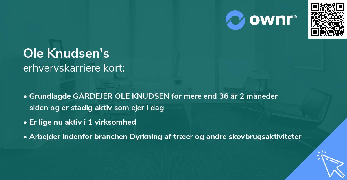 Ole Knudsen's erhvervskarriere kort