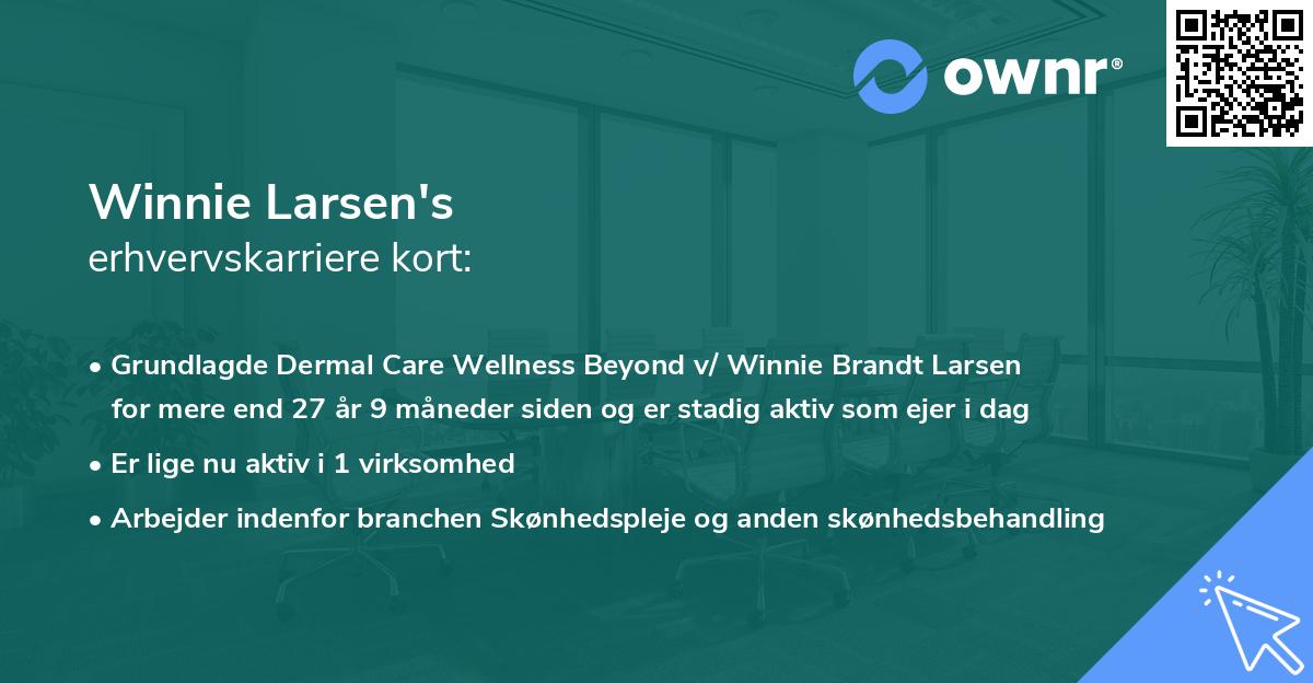 Winnie Larsen's erhvervskarriere kort