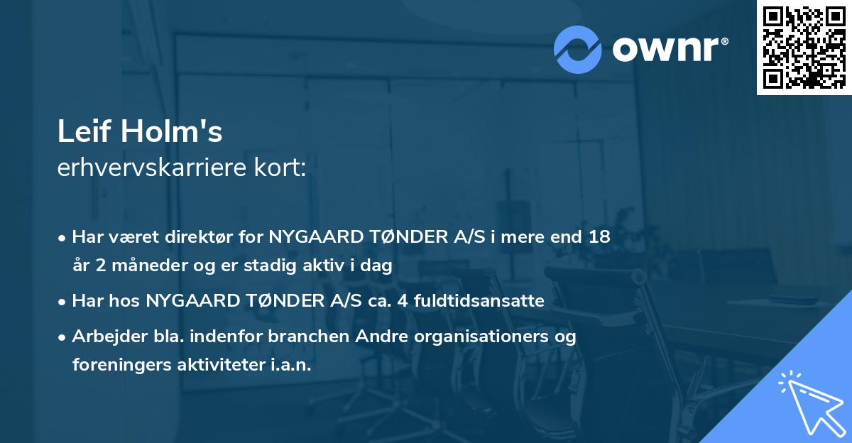 Leif Holm's erhvervskarriere kort