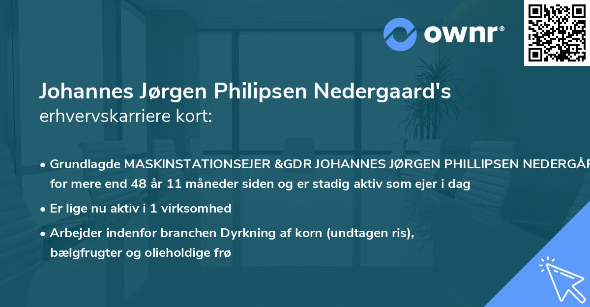 Johannes Jørgen Philipsen Nedergaard's erhvervskarriere kort