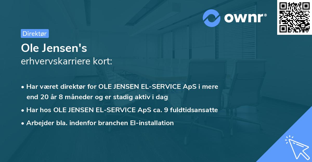 Ole Jensen's erhvervskarriere kort