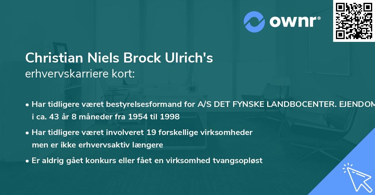 Christian Niels Brock Ulrich's erhvervskarriere kort