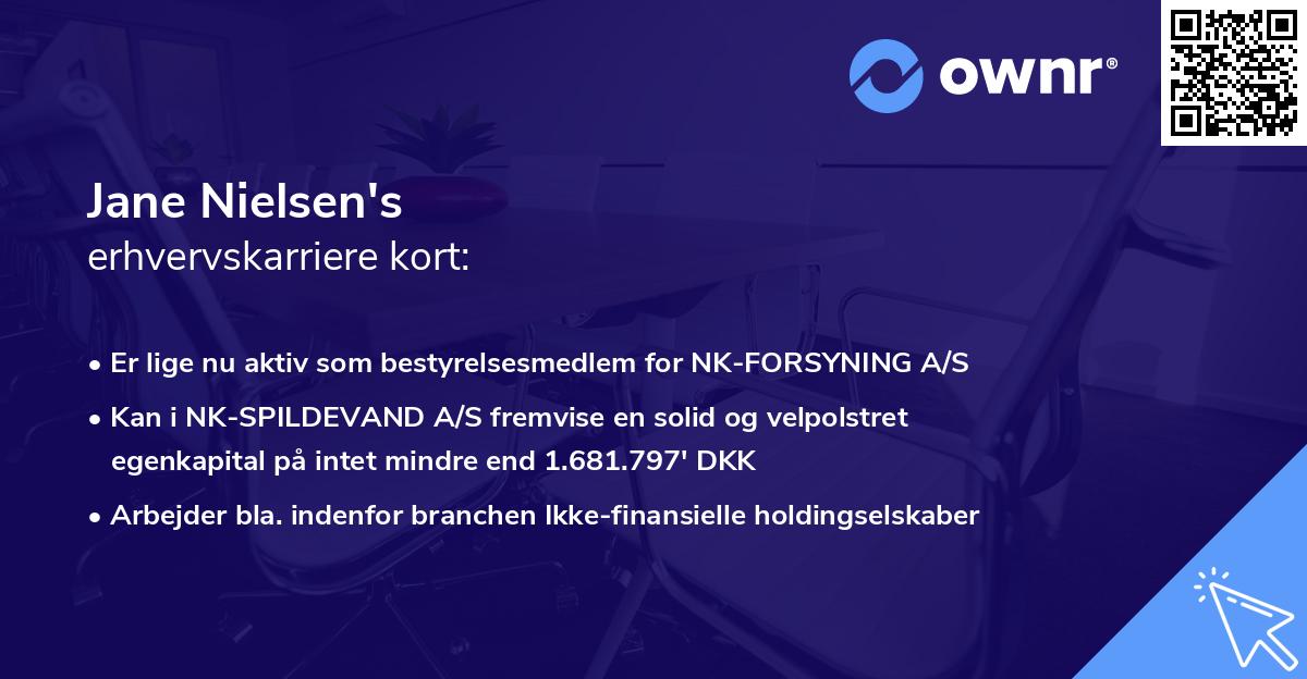 Jane Nielsen's erhvervskarriere kort