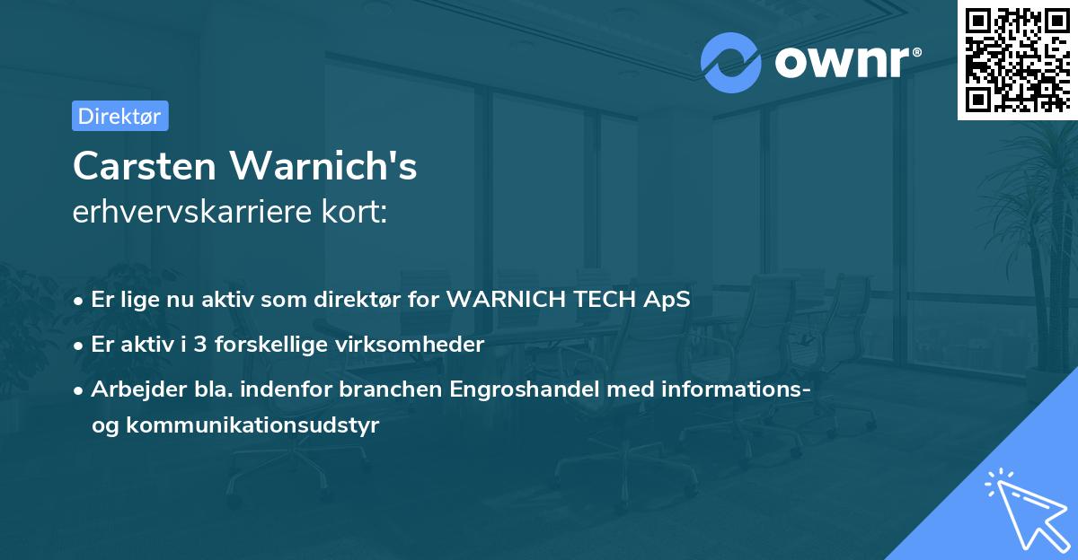 Carsten Warnich's erhvervskarriere kort