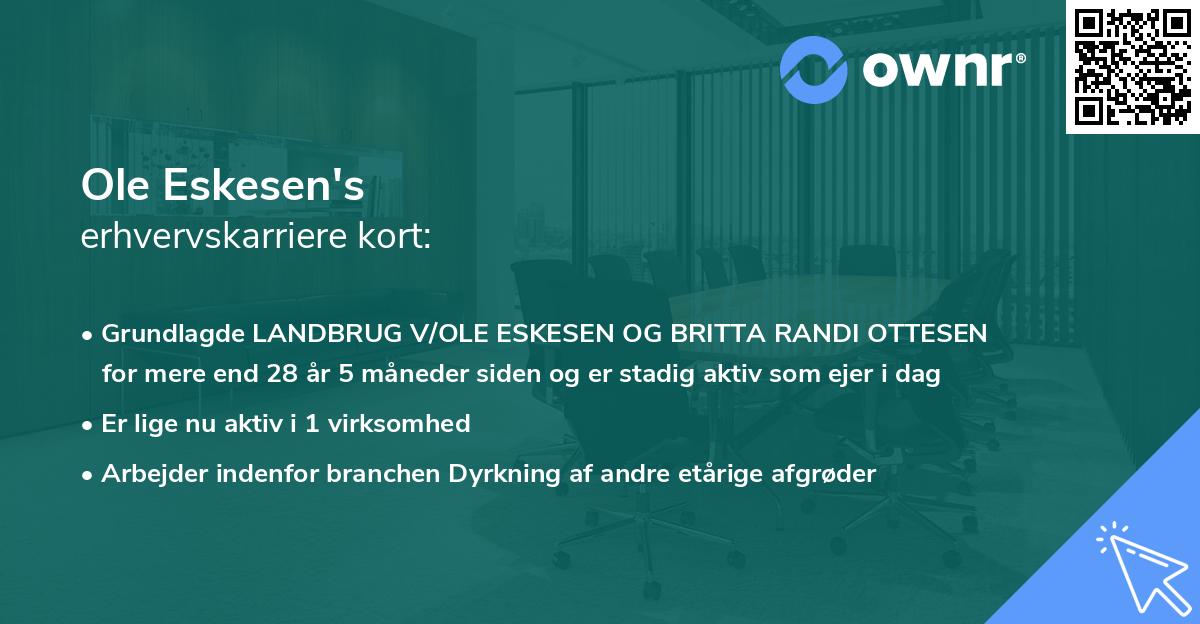 Ole Eskesen's erhvervskarriere kort