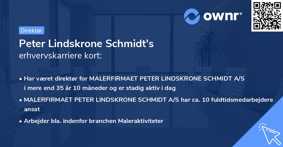 Peter Lindskrone Schmidt's erhvervskarriere kort