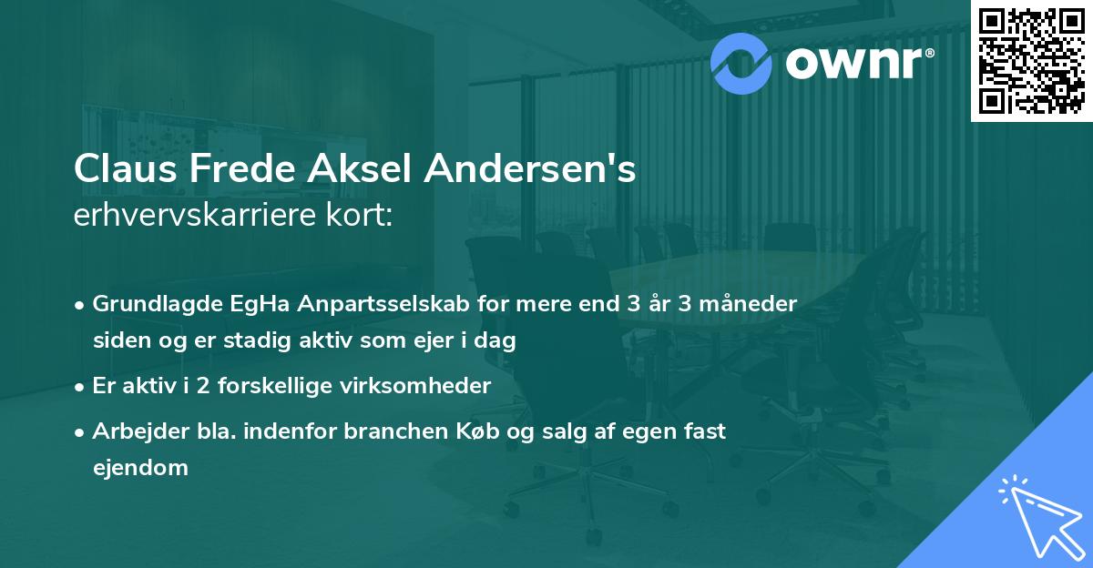 Claus Frede Aksel Andersen's erhvervskarriere kort