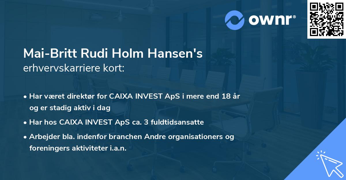 Mai-Britt Rudi Holm Hansen's erhvervskarriere kort