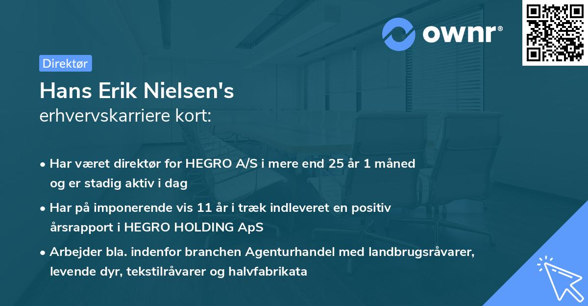 Hans Erik Nielsen's erhvervskarriere kort