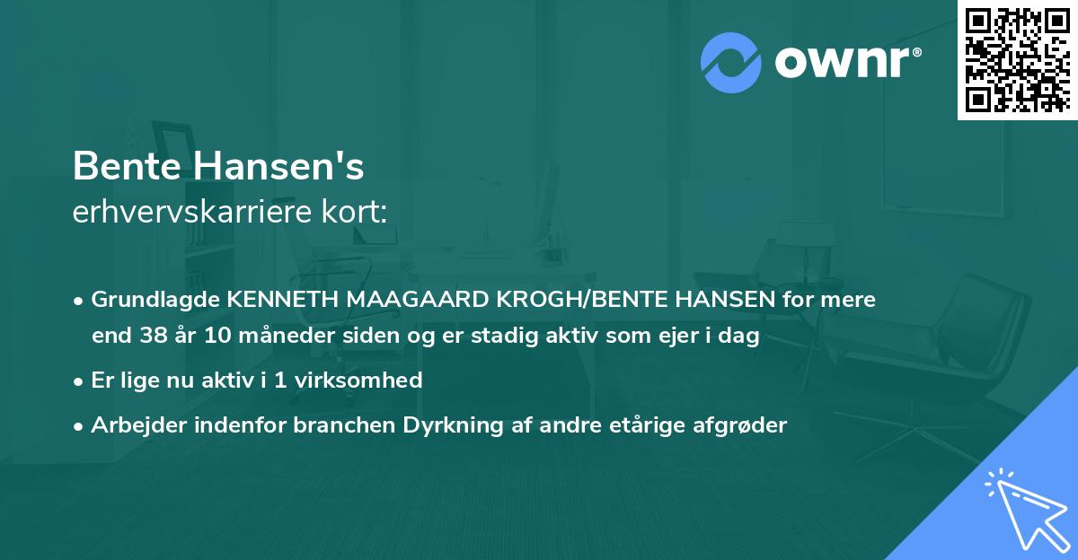 Bente Hansen's erhvervskarriere kort