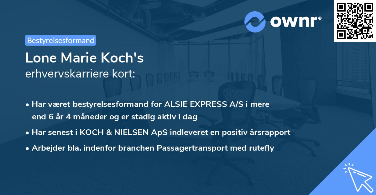 Lone Marie Koch's erhvervskarriere kort