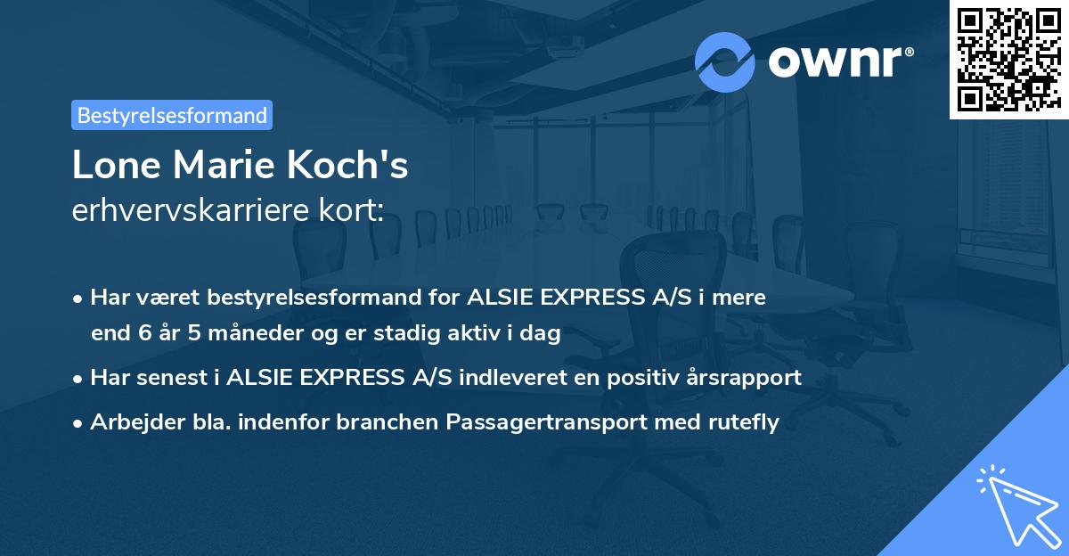 Lone Marie Koch's erhvervskarriere kort