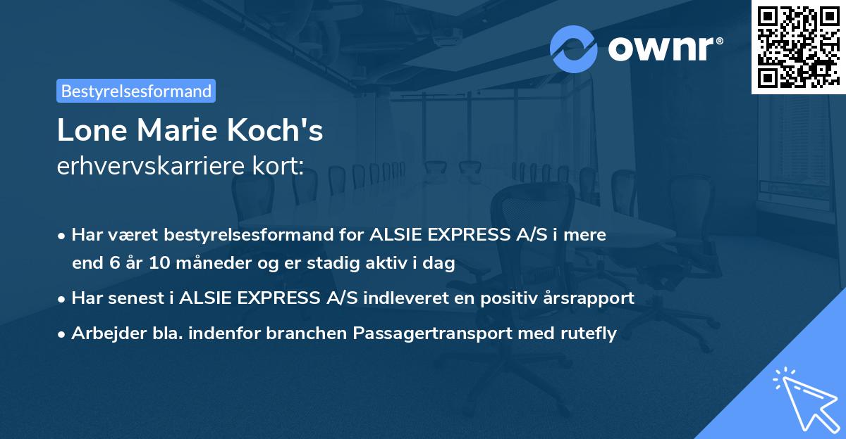 Lone Marie Koch's erhvervskarriere kort