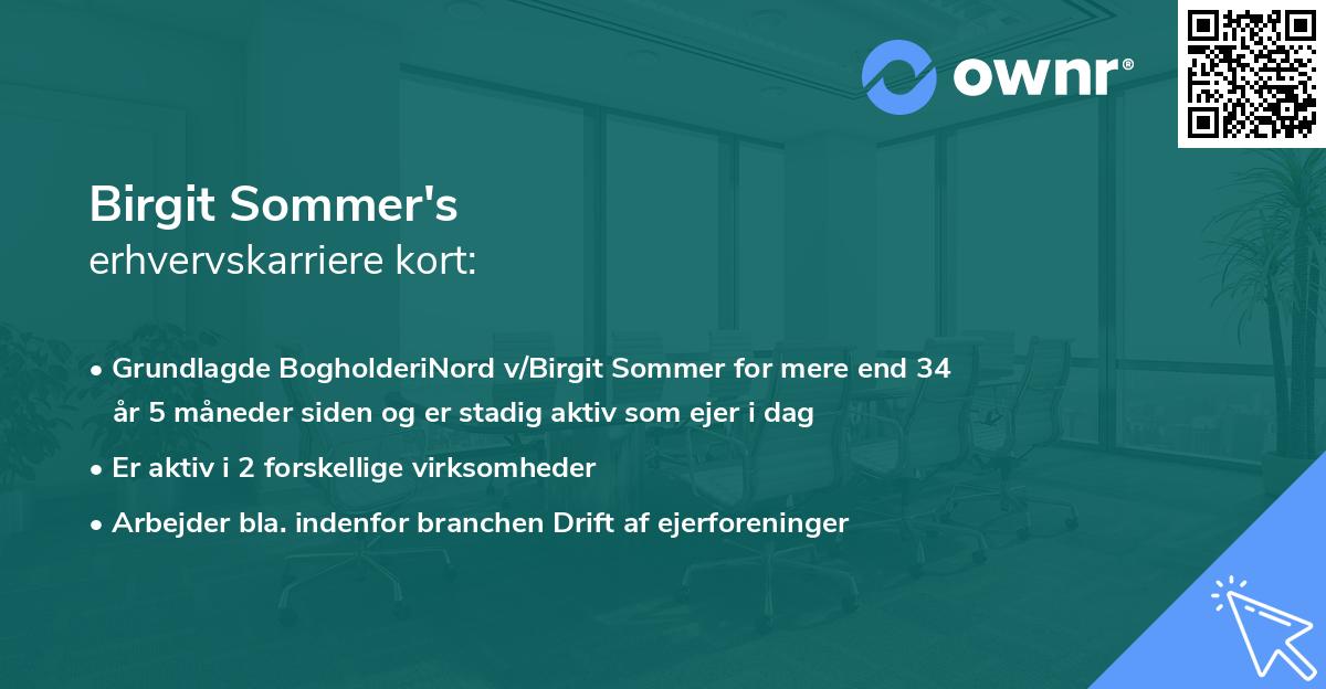 Birgit Sommer's erhvervskarriere kort
