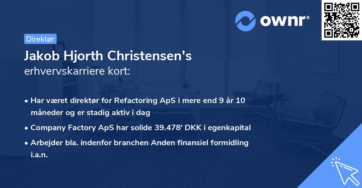 Jakob Hjorth Christensen's erhvervskarriere kort