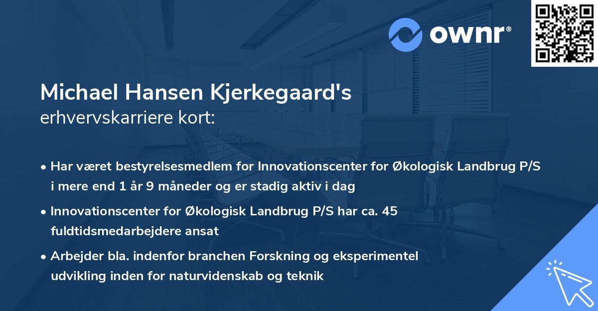 Michael Hansen Kjerkegaard's erhvervskarriere kort