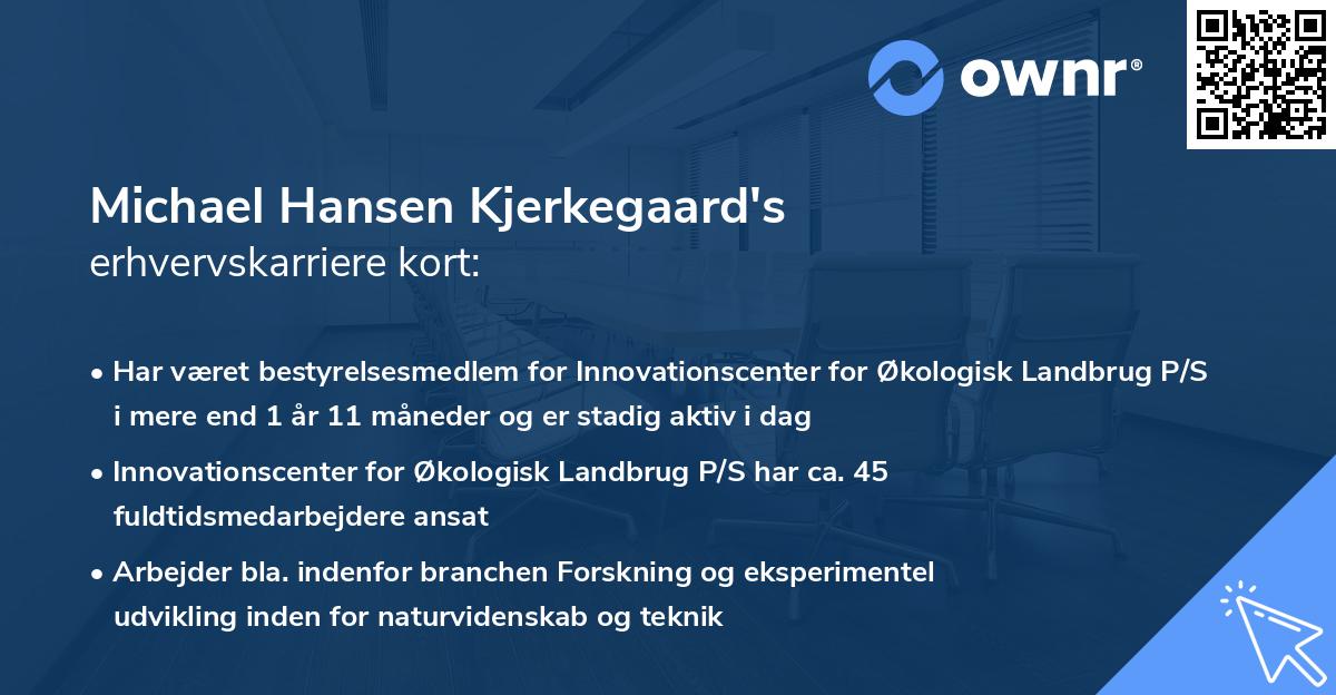 Michael Hansen Kjerkegaard's erhvervskarriere kort