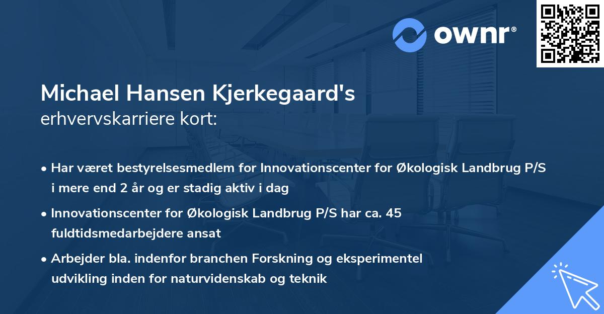 Michael Hansen Kjerkegaard's erhvervskarriere kort