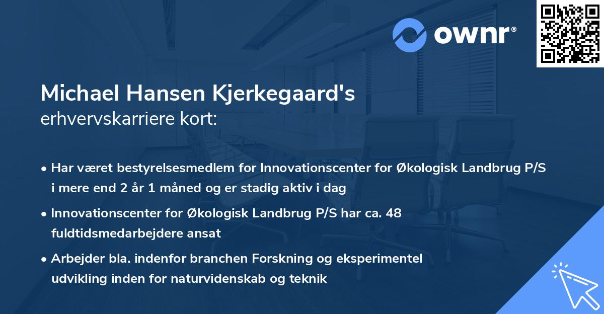 Michael Hansen Kjerkegaard's erhvervskarriere kort