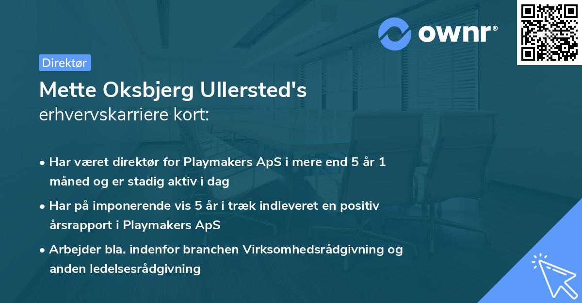 Mette Oksbjerg Ullersted's erhvervskarriere kort