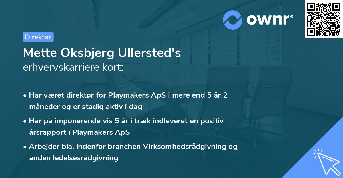 Mette Oksbjerg Ullersted's erhvervskarriere kort