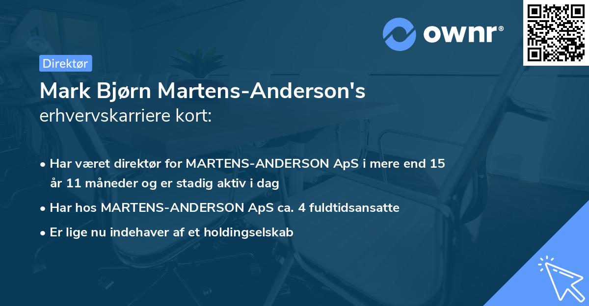 Mark Bjørn Martens-Anderson's erhvervskarriere kort