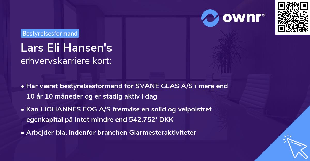 Lars Eli Hansen's erhvervskarriere kort