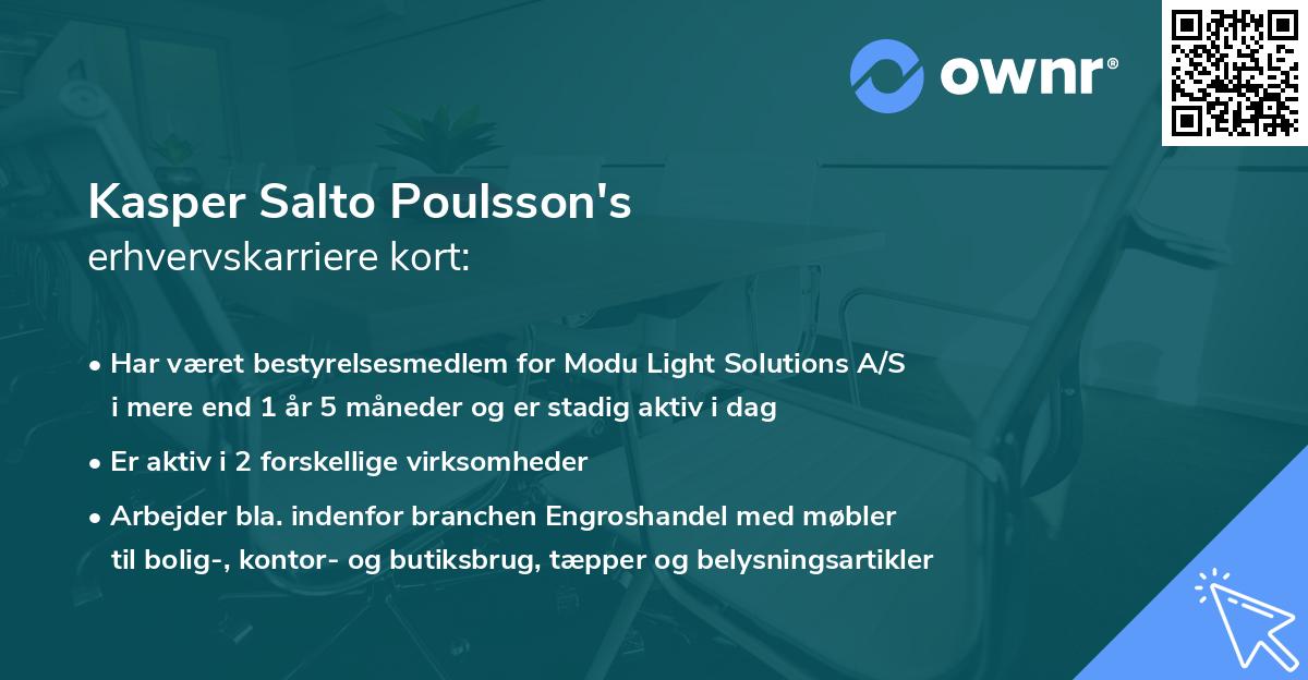 Kasper Salto Poulsson's erhvervskarriere kort
