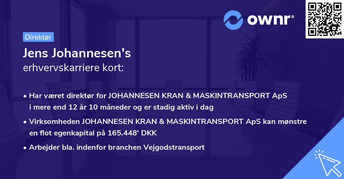 Jens Johannesen's erhvervskarriere kort