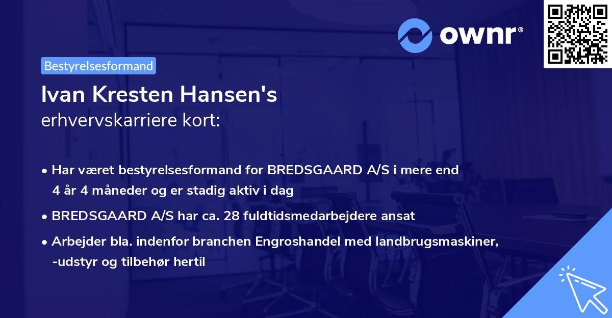 Ivan Kresten Hansen's erhvervskarriere kort