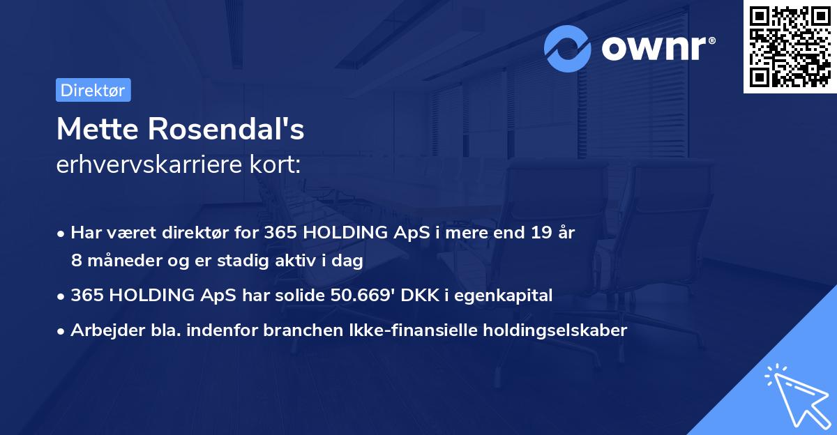 Mette Rosendal's erhvervskarriere kort