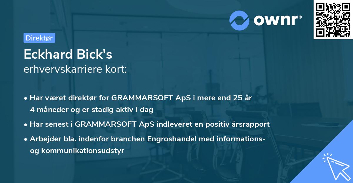 Eckhard Bick's erhvervskarriere kort