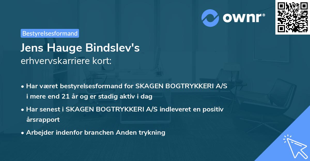 Jens Hauge Bindslev's erhvervskarriere kort