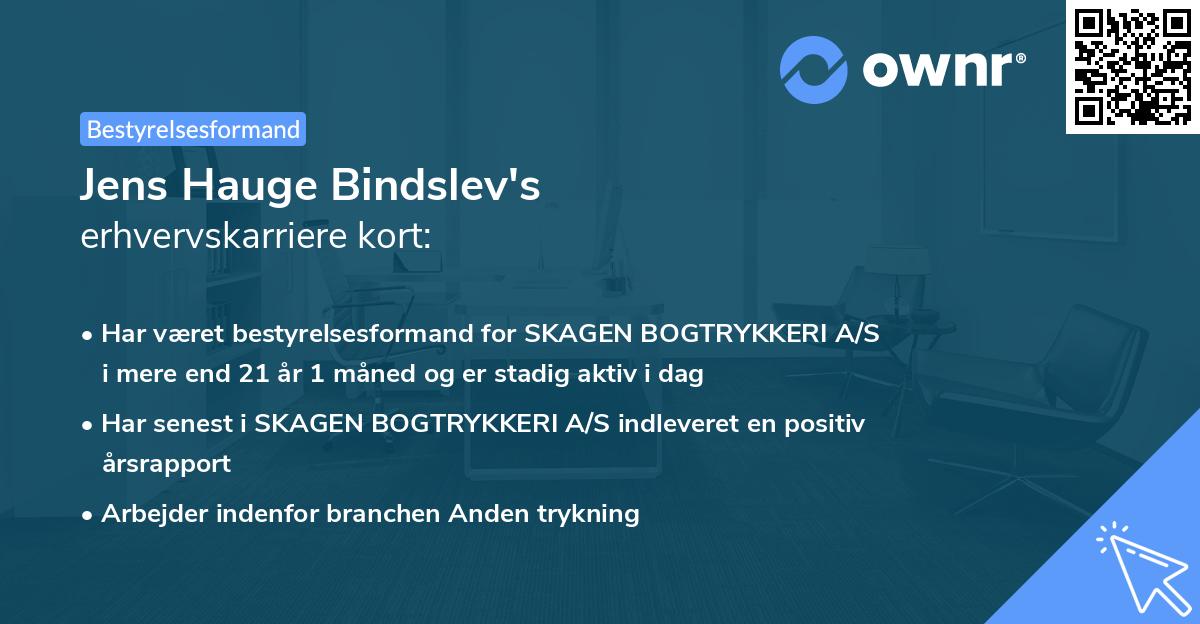Jens Hauge Bindslev's erhvervskarriere kort