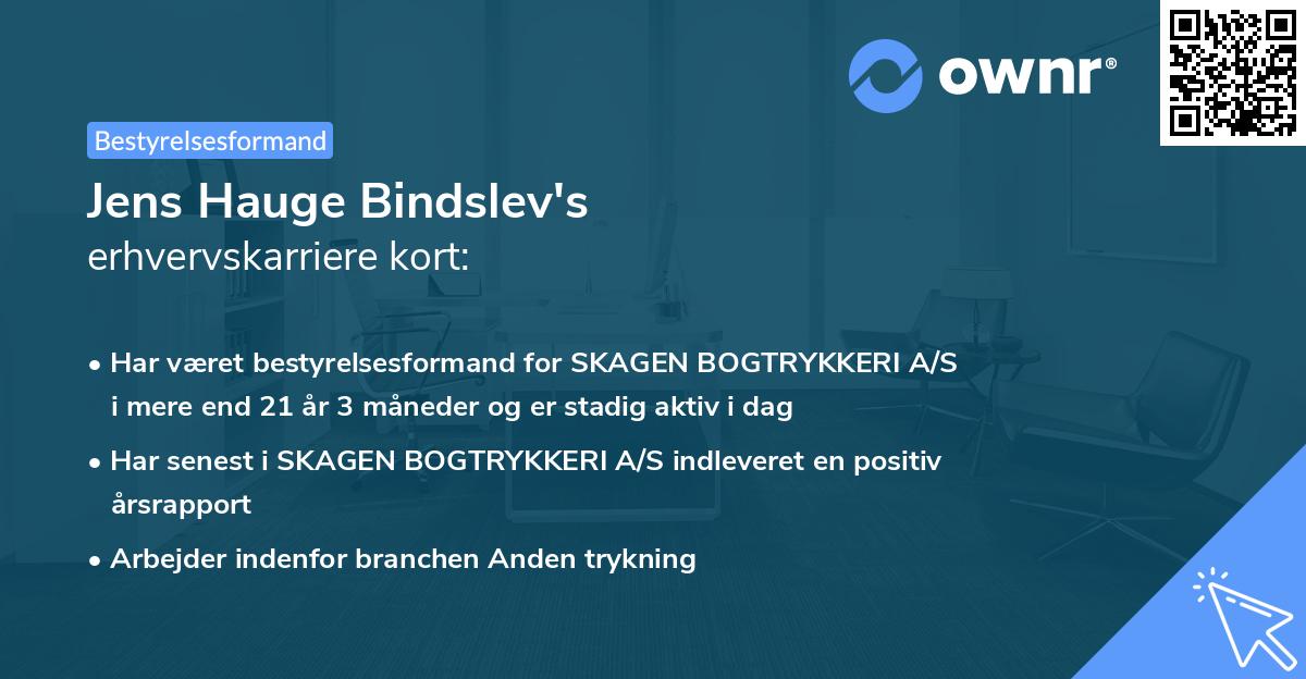 Jens Hauge Bindslev's erhvervskarriere kort