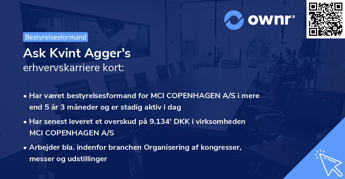 Ask Kvint Agger's erhvervskarriere kort