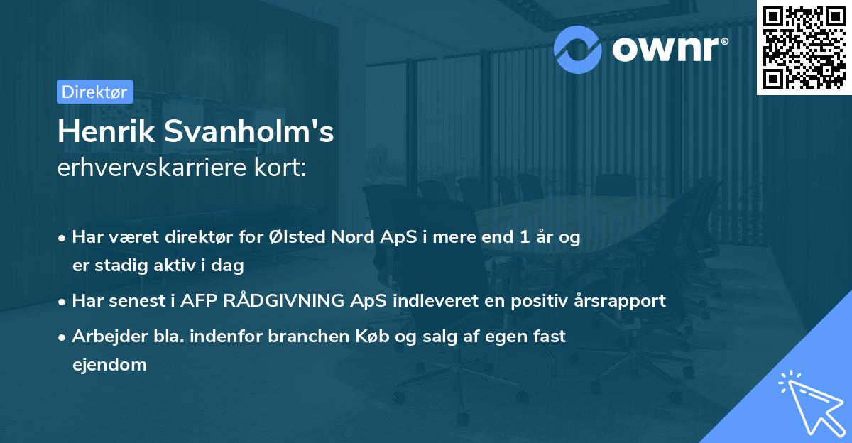 Henrik Svanholm's erhvervskarriere kort