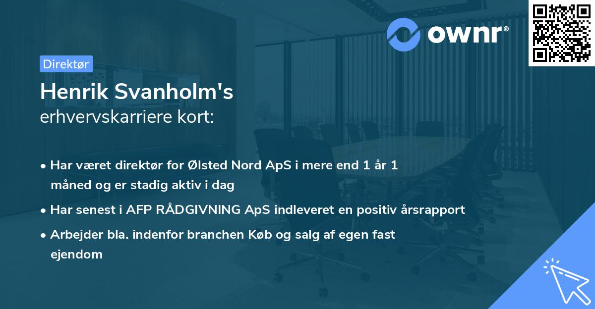 Henrik Svanholm's erhvervskarriere kort