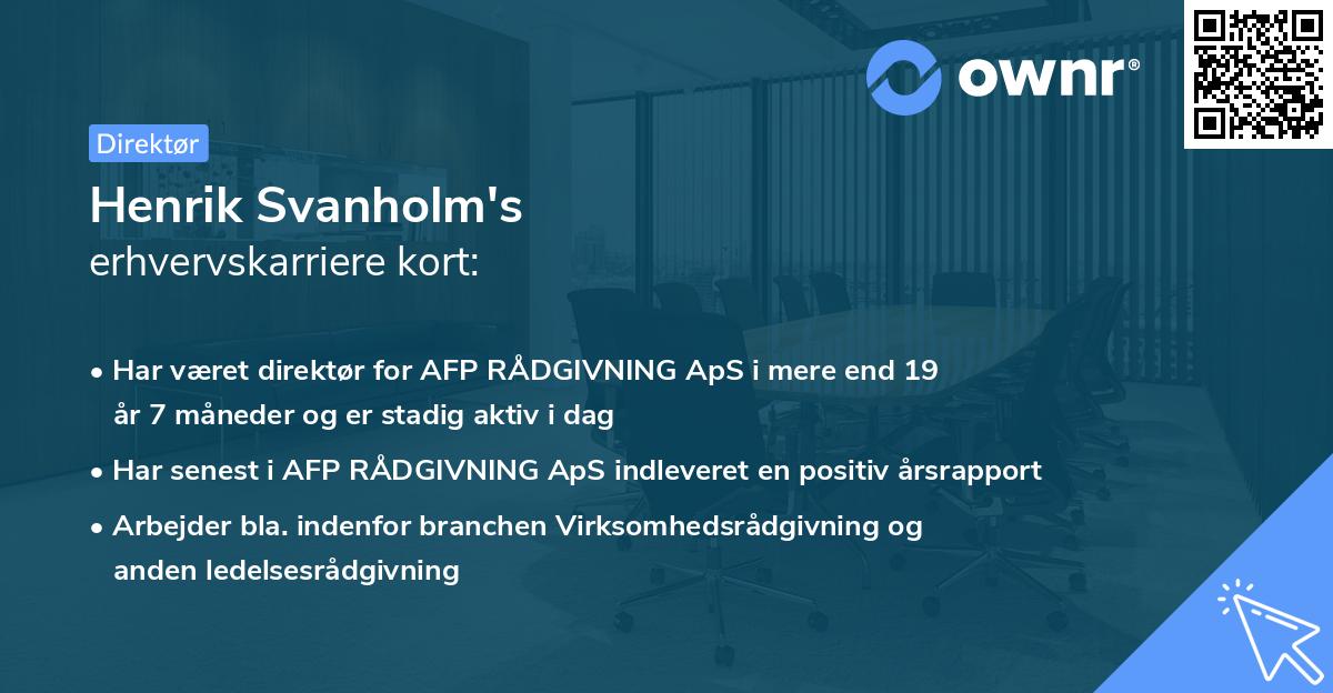 Henrik Svanholm's erhvervskarriere kort