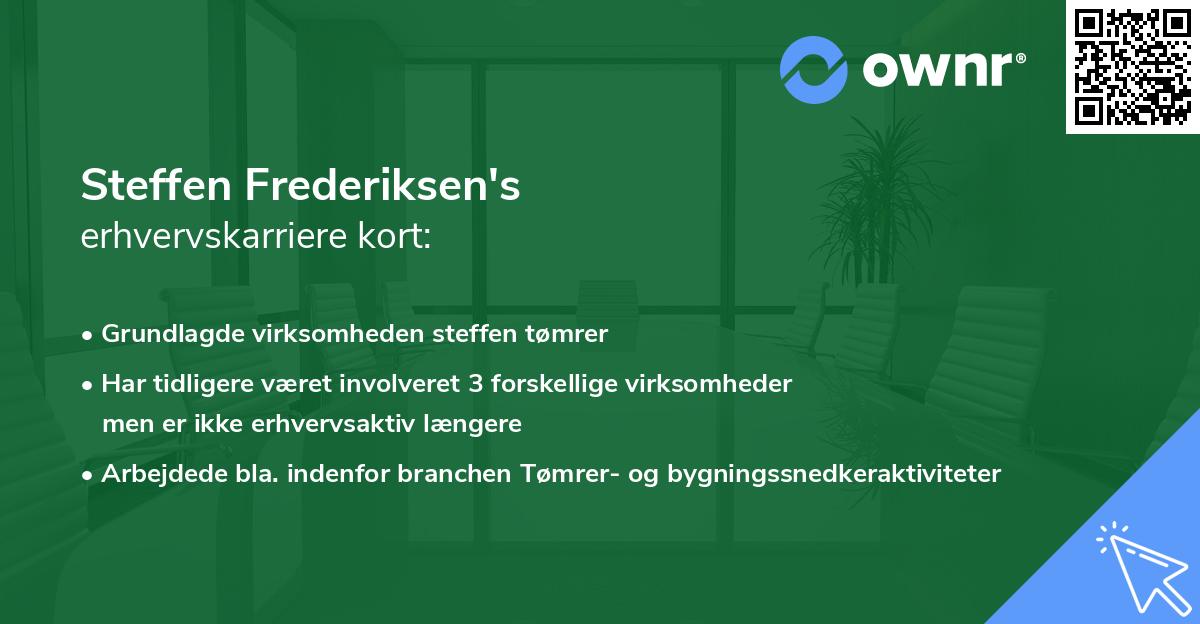 Steffen Frederiksen's erhvervskarriere kort