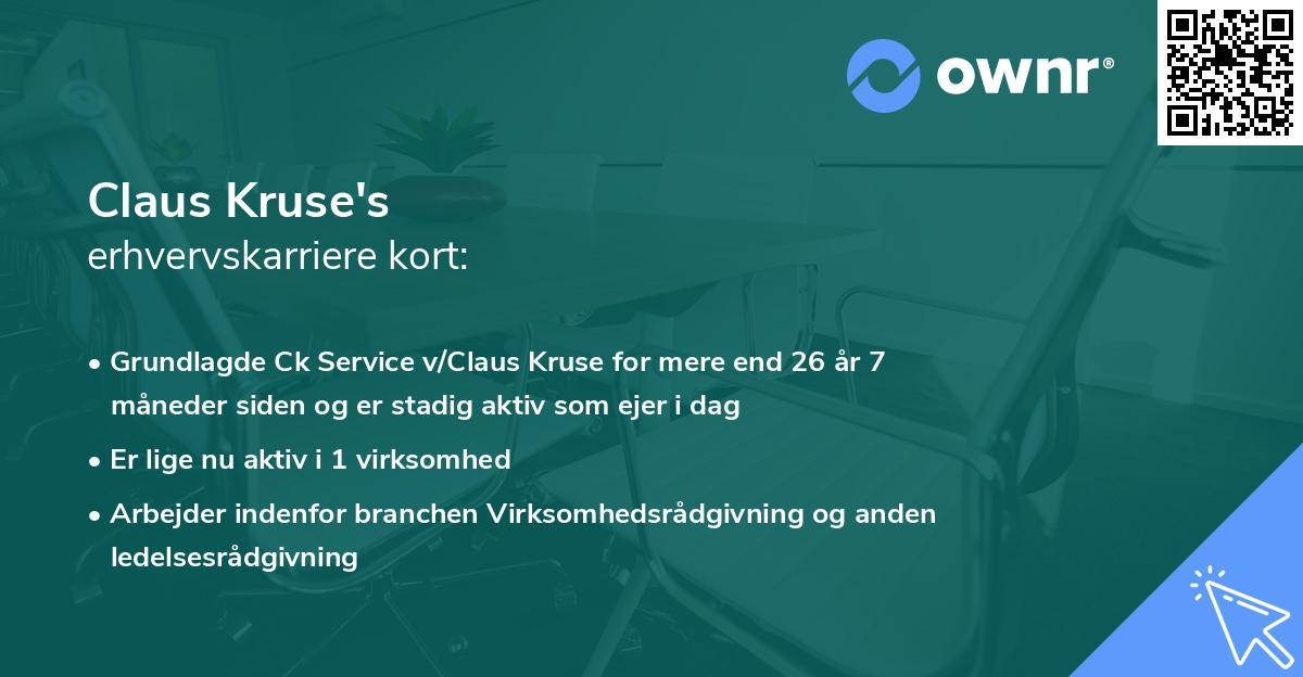 Claus Kruse's erhvervskarriere kort