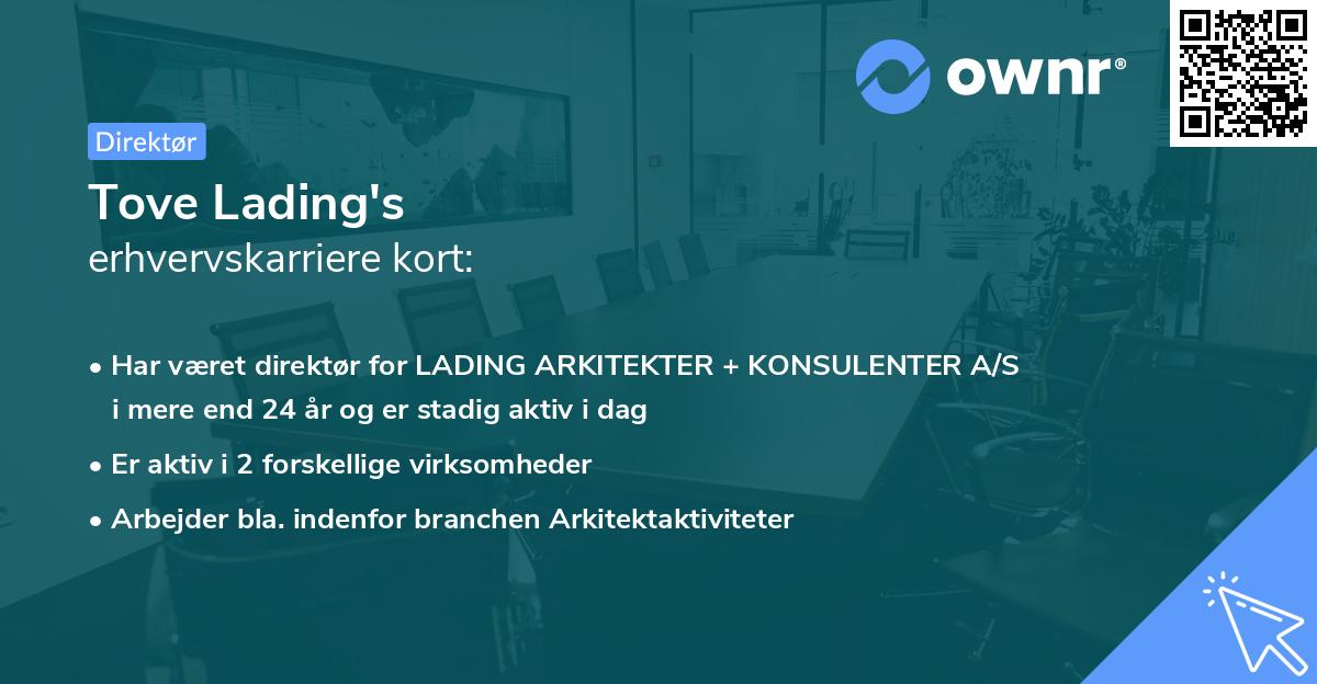 Tove Lading's erhvervskarriere kort