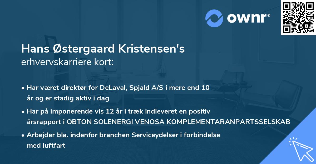 Hans Østergaard Kristensen's erhvervskarriere kort