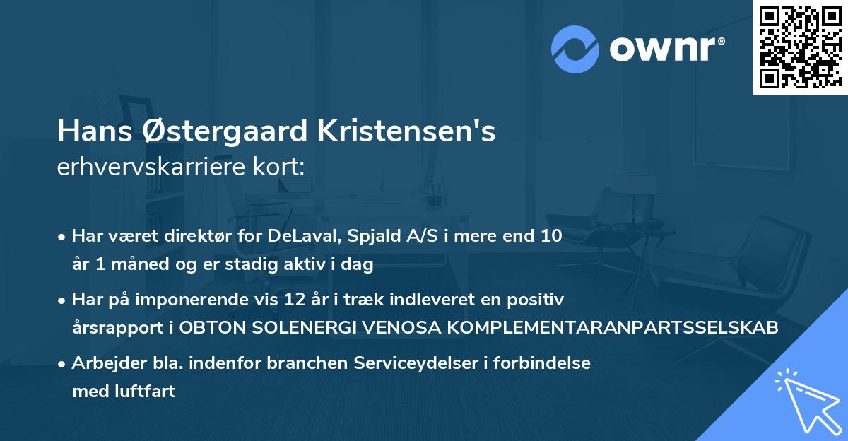 Hans Østergaard Kristensen's erhvervskarriere kort