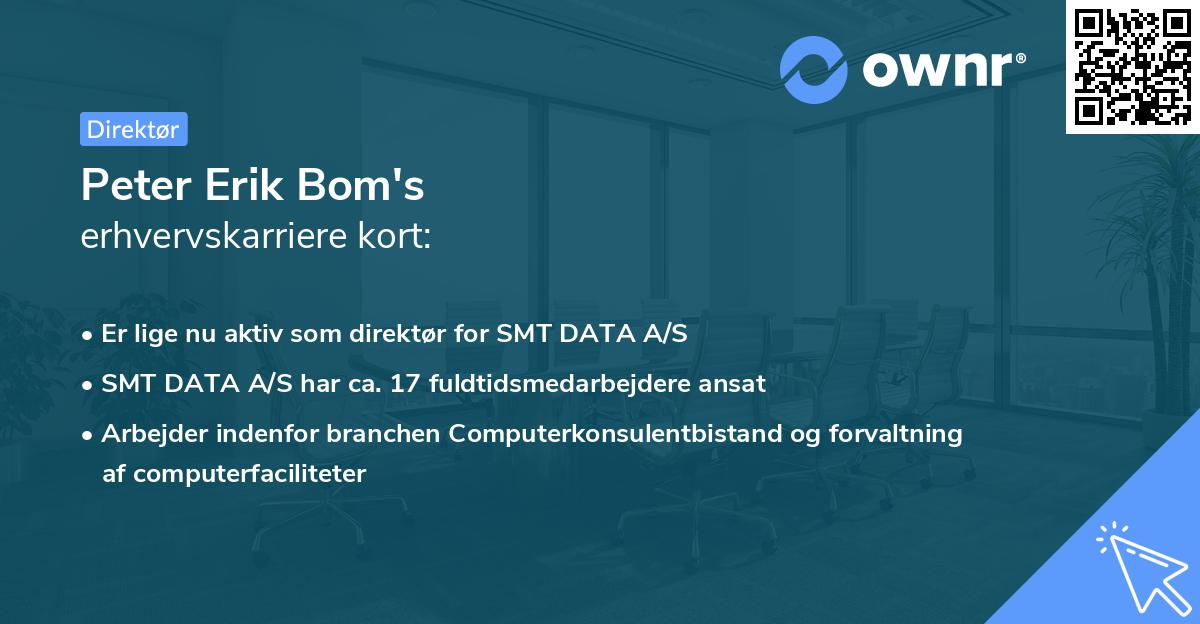 Peter Erik Bom's erhvervskarriere kort
