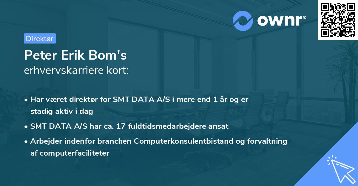 Peter Erik Bom's erhvervskarriere kort