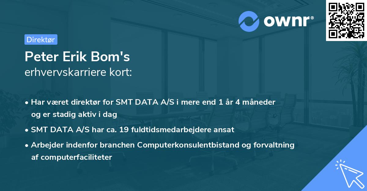 Peter Erik Bom's erhvervskarriere kort